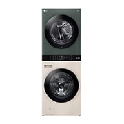 LG WashTower WT2520NHEG ขณะเปิดฝาถังโชว์ภายในถังซักและถังอบสเตนเลสแท้