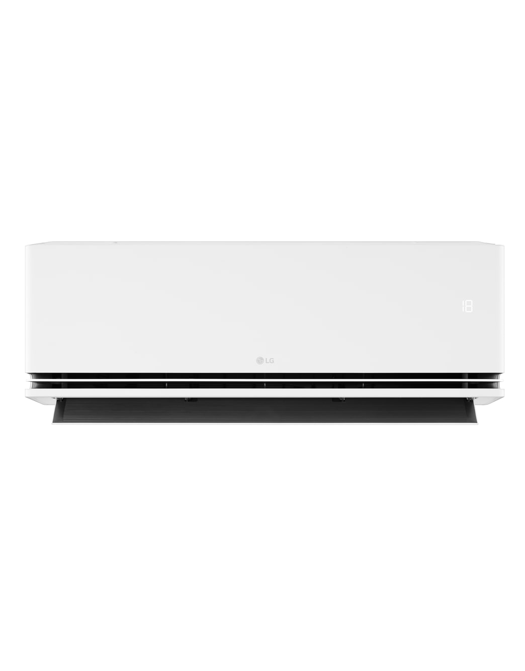 แอร์ LG DUALCOOL AI SAQ11A มุมด้านหน้าขณะเปิดช่องลม