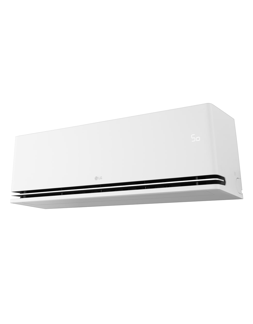 แอร์ LG DUALCOOL AI SAQ11A มุมมองจากด้านขวาพร้อมระบบ SoftAir